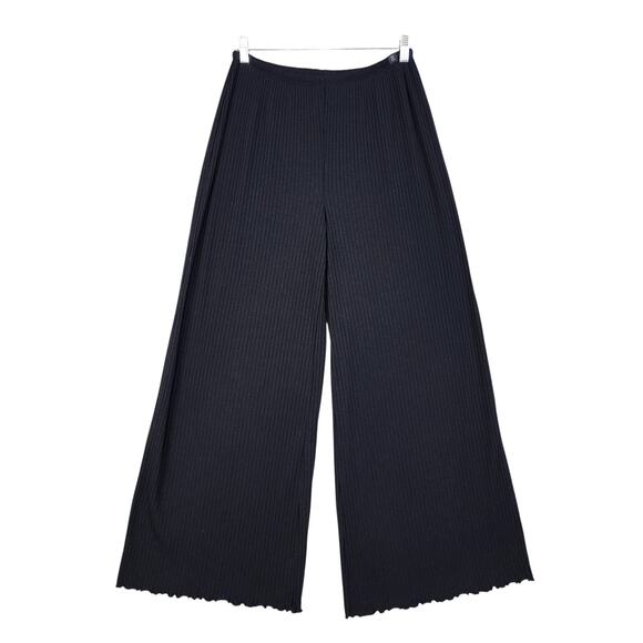 Savage X Fenty Womens Thicc Rib Wide-Leg Pant Size‎ Medium Black Caviar Lounge - Picture 2 of 10